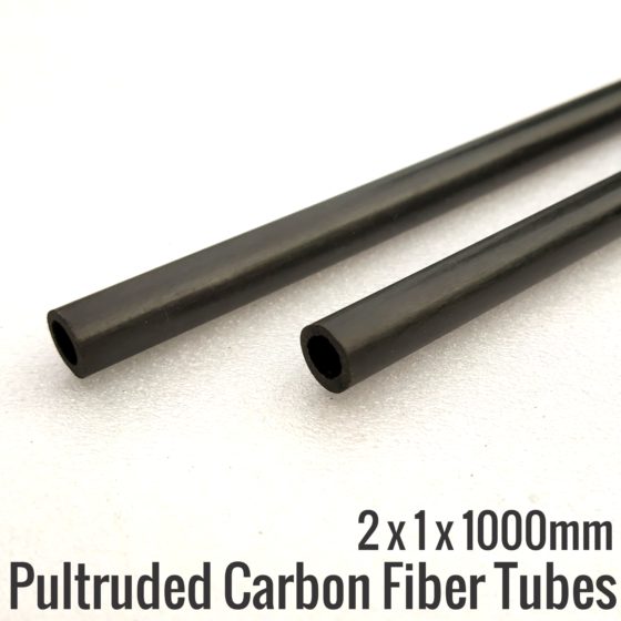 2x1x1000mm CF Tube (2Pcs) Carbon Fiber / Fibre Pultruded Tube - Vortex-RC