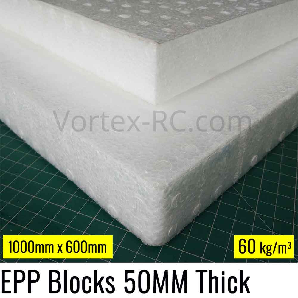 50MM EPP Block 60g/l 1000x600 MM 2 Blocks - Vortex-RC